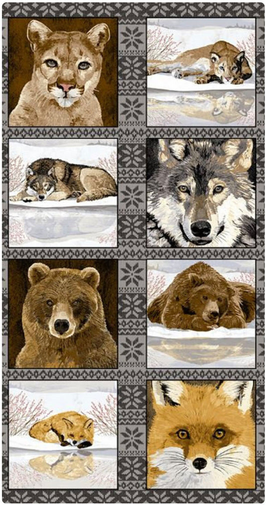 Andover Fabric Panel Reflections by Two Can Art Animal Portraits A-145-C