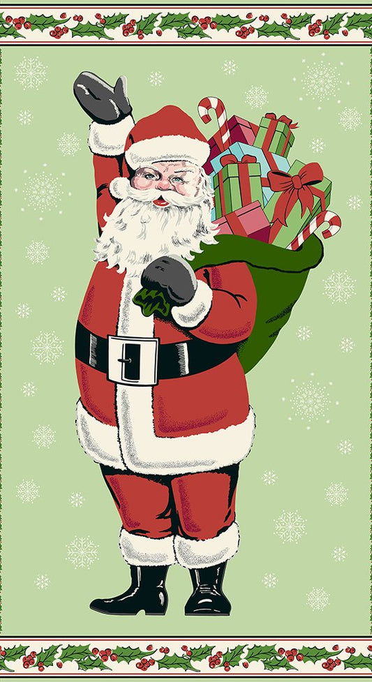 Andover Fabric Panel Retro HoHo Santa A-571-G