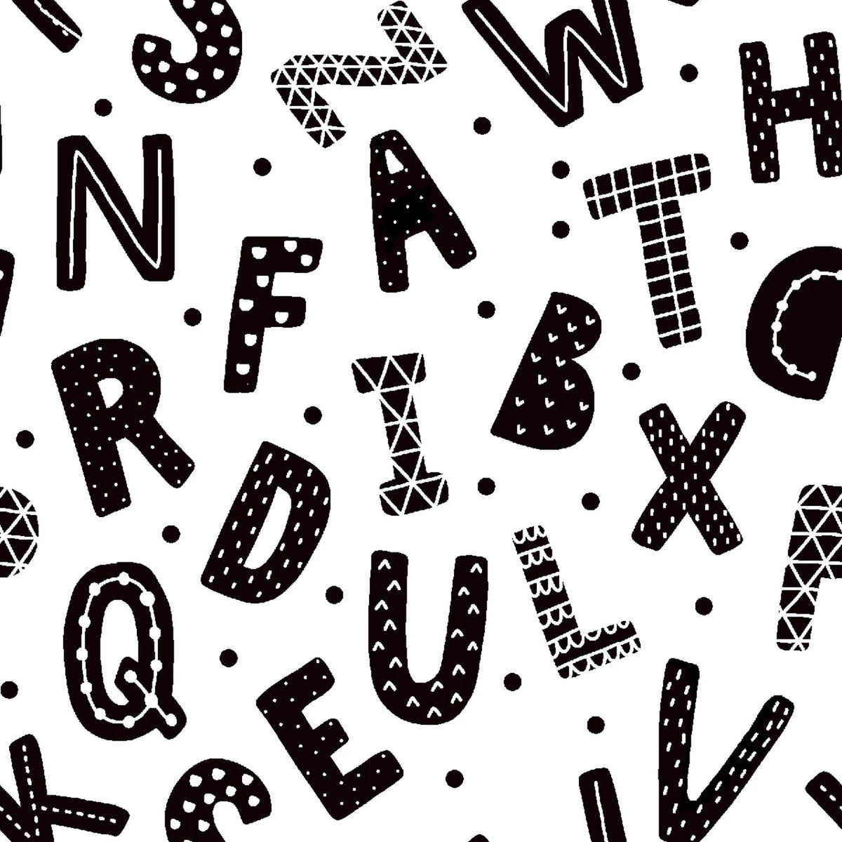 7162 3 Wishes Flannel Black and White Letters 15498