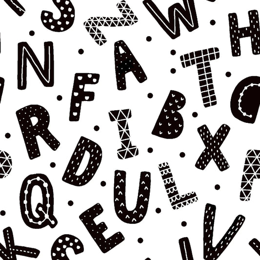 7162 3 Wishes Flannel Black and White Letters 15498