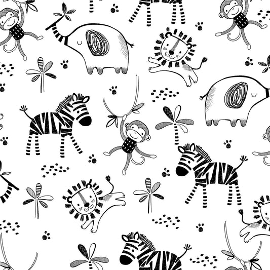 7161 3 Wishes Flannel Black and White Animals 15794