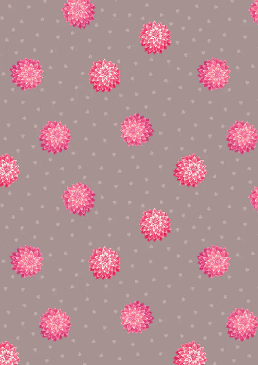 Lewis & Irene Love Blooms Dahlia and Hearts Cappuccino A524.3