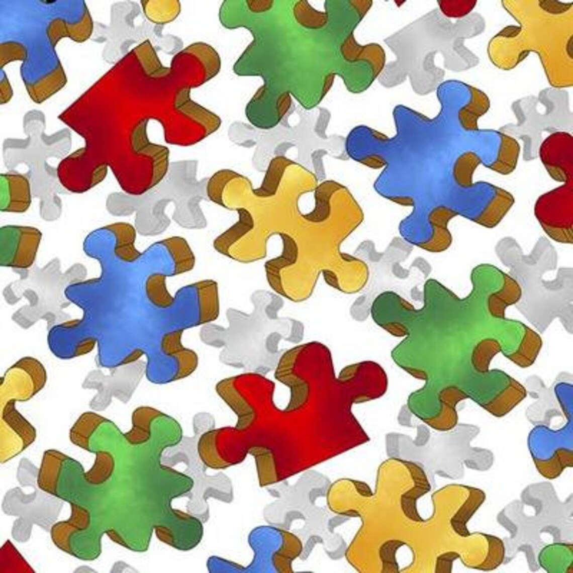 QT Fabrics This and That V Puzzle Pieces White