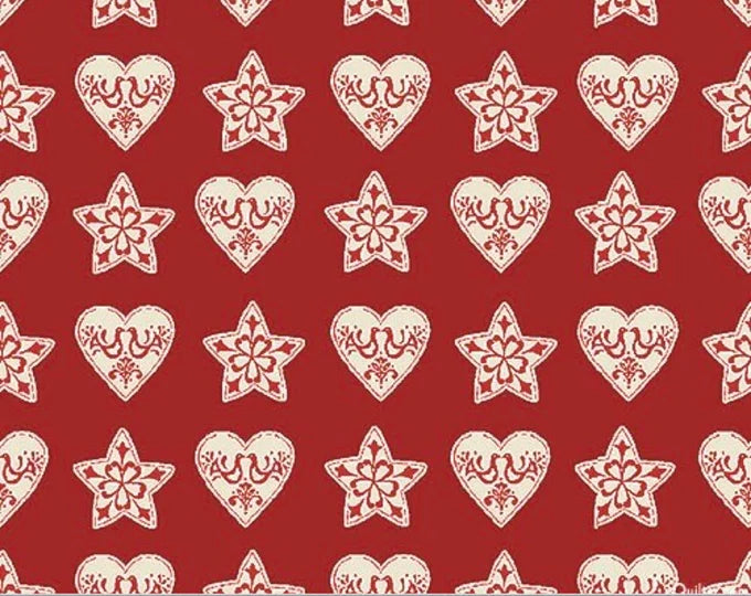 Benartex Fabrics Nordic Noel Hearts Red 12314-10