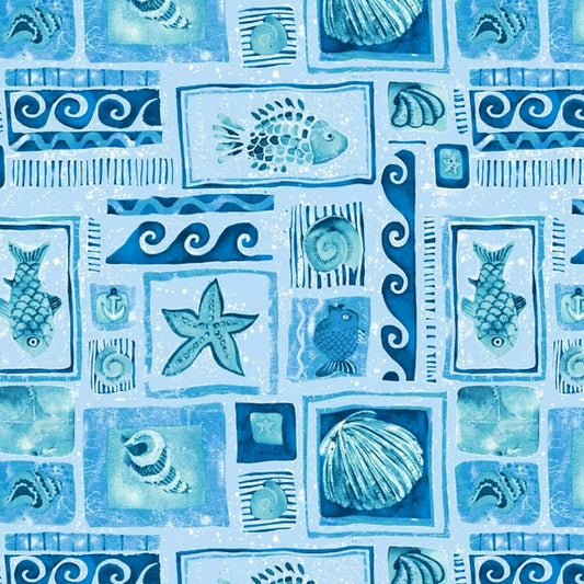 4004 Berkshire Outdoor Fabric Waterway Fish Blue Marine