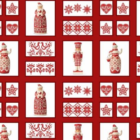 Benartex Fabrics Nordic Noel Patch Red 12308-99