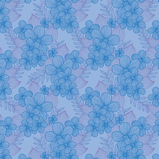 Benartex Judy's Bloom Lace Blue Floral 13555-50
