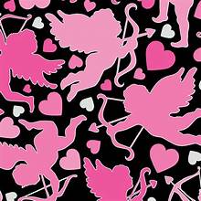 Benartex Hugs & Kisses Cupid's Love Black 12561P-12