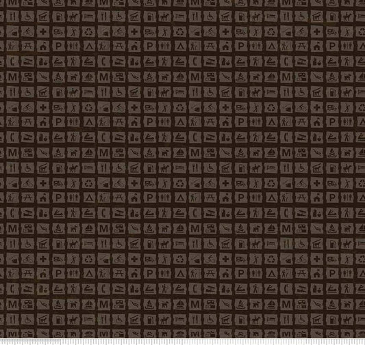 Riley Blake National Parks Signs C8783 Dark Brown