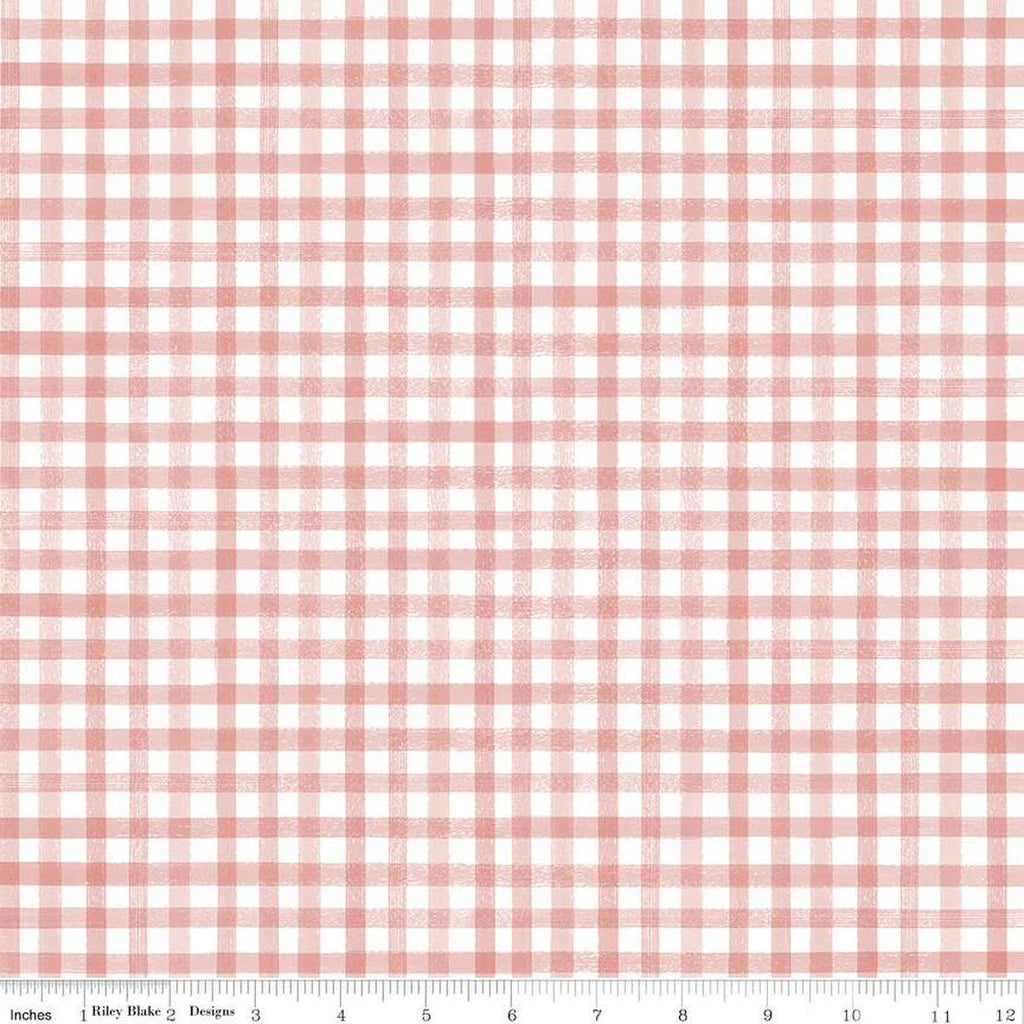 Riley Blake Flower Garden Plaid C11904 Coral