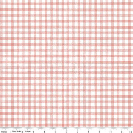 Riley Blake Flower Garden Plaid C11904 Coral