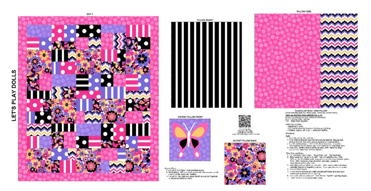 PANL-417 Andover Fabrics Let's Play Dolls Quilt And Pillow Pattern 7096