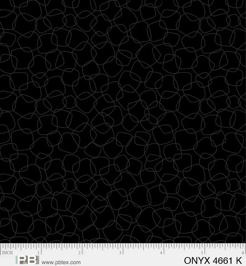 P&B Textiles Onyx Tone on Tone Round Squares Black 04661-K