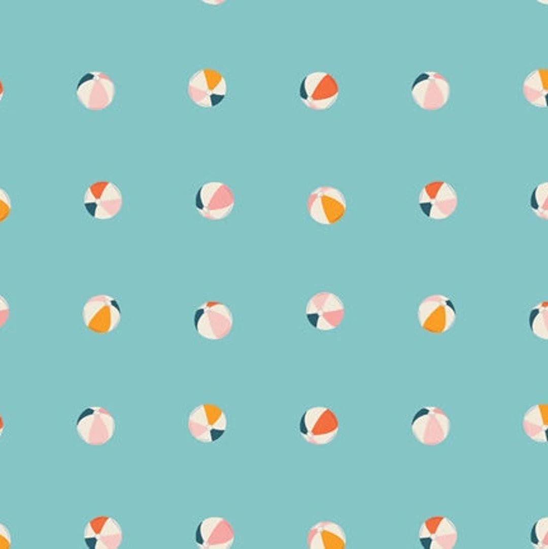 Art Gallery Fabrics Sunburst Beach Happy Water Blue Beachballs SUN-26444