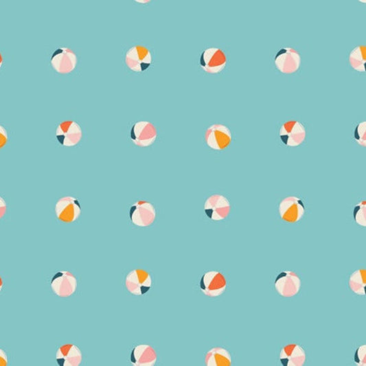 Art Gallery Fabrics Sunburst Beach Happy Water Blue Beachballs SUN-26444