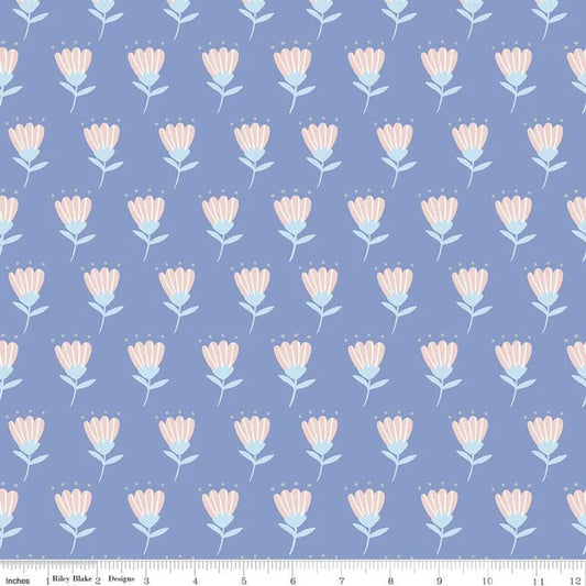 Riley Blake Mulberry Lane Tulips C11562 Blue