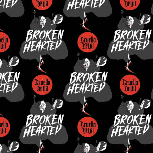 Camelot Fabrics Cruella De Vil Broken Hearted Black 85130301-02