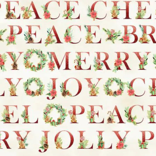 Hoffman Holiday Sweets Christmas Words Cream U4991-33G