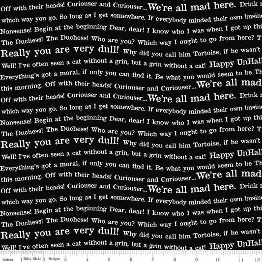 Riley Blake Mad Masquerade Wavy Words C11963 Black