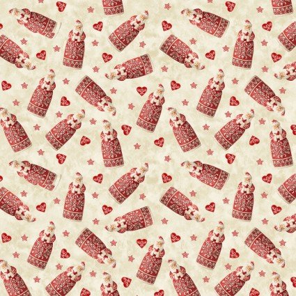 Benartex Nordic Noel Santa Toss Butter Cream 12309-03