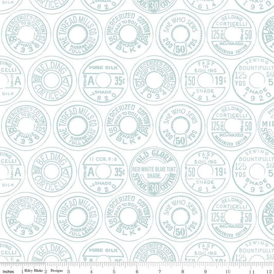 Riley Blake She Who Sews Low Volume Spool Tops C11338 Aqua