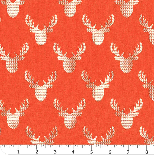 Camelot Fabrics Reindeer Lodge Red Knit Look Deer 21191705-01