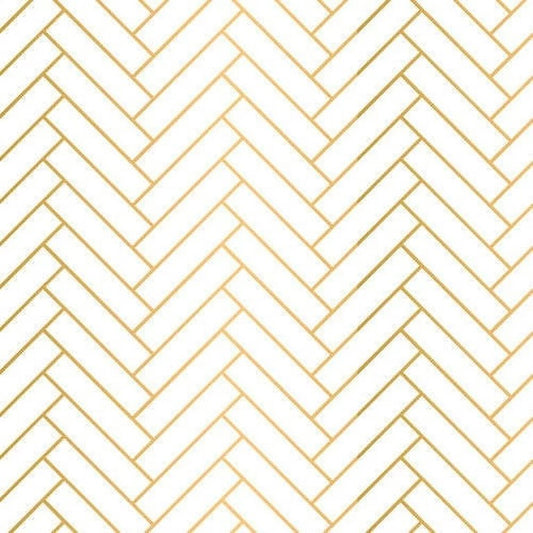 $5/yard Gold Lines on White Geometric