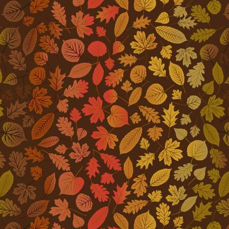 Lewis & Irene A Winter Nap Rainbow Leaves On Dark Brown A562.3