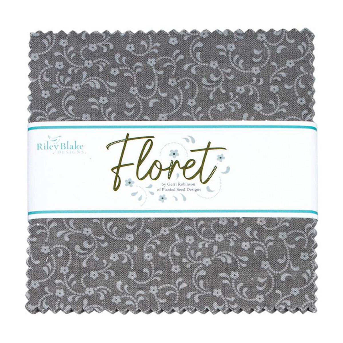 X1014 Riley Blake Floret 5" Stacker in Gray 42 pieces