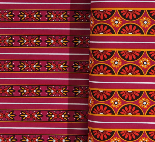 Robert Kaufman Stephanie Dawn Sunset Paisley Fifty/Fifty  Multi Stripe 14641 Pink