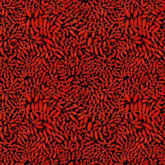 Benartex Folkscapes Fantasy Fern Red Black 10434-20