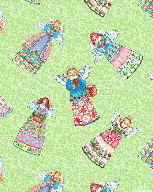 Benartex Garden Angels Toss Green 13322-44