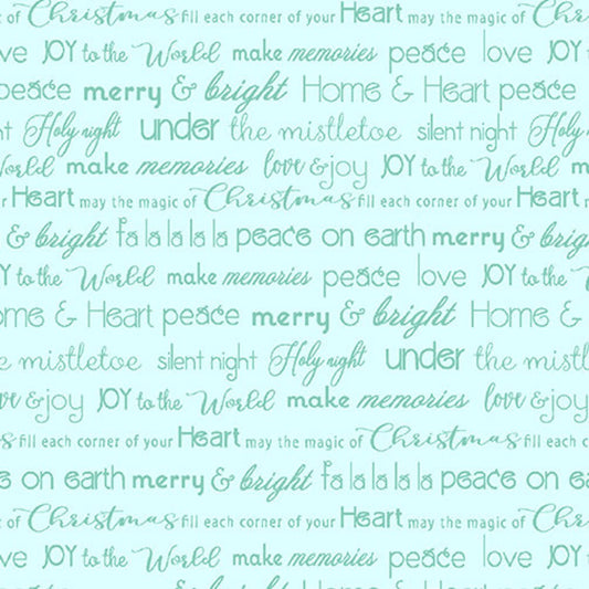 Contempo for Benartex Heart and Home Merry and Bright Words Teal 10329-04