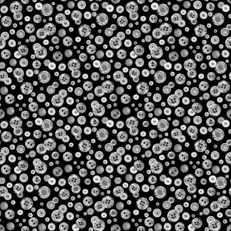 Timeless Treasures Gail Sew Floral Buttons Charcoal CD8936