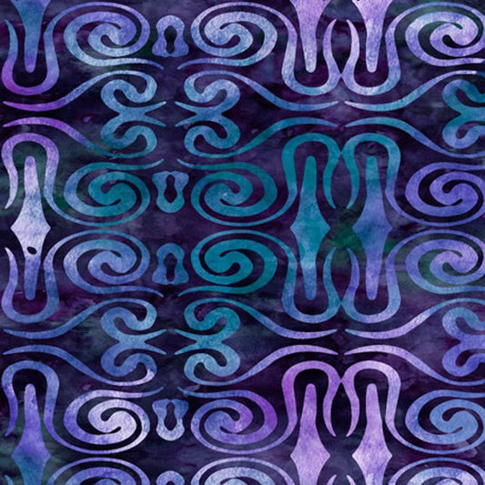 QT Fabrics Dan Morris Adagio Scrollwork Dark Iris Ombre