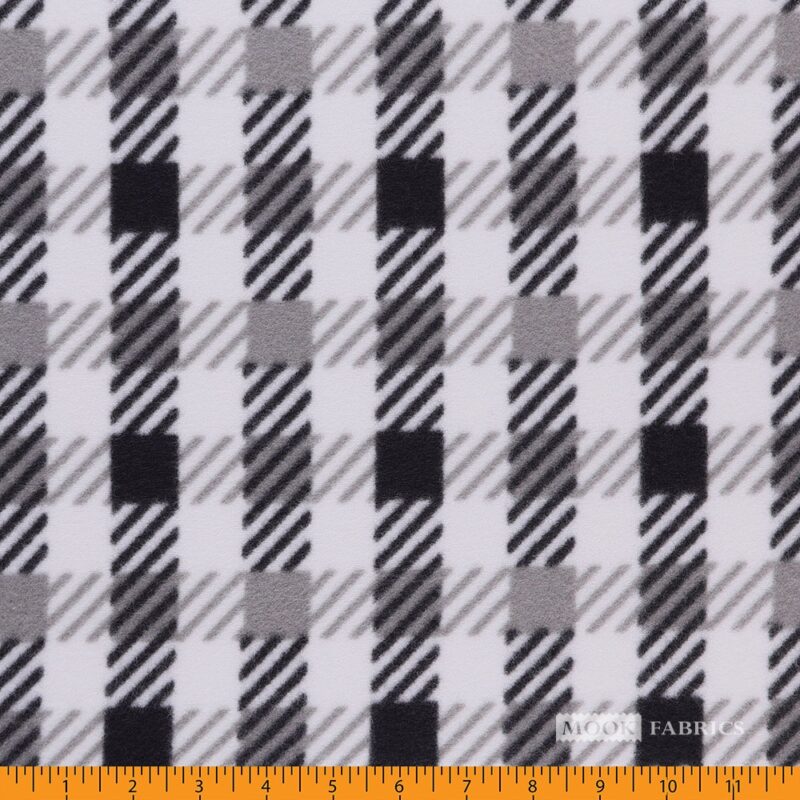 6001 Mook Fabrics Polar Fleece Black White Grey Checkered 137772