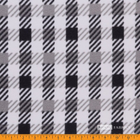 6001 Mook Fabrics Polar Fleece Black White Grey Checkered 137772