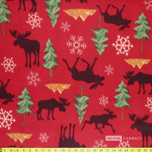 6002 Mook Fabrics Polar Fleece Moose Lodge Red 137765
