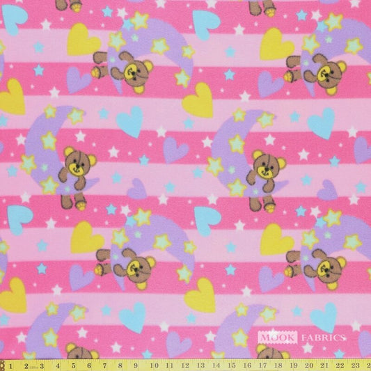 6004 Mook Fabrics Polar Fleece Star Moon & Hearts Pink 137779