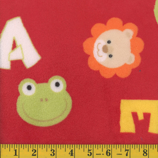 6007 Mook Fabrics Fleece Flannel S22 Animal Letter V2 Red 74420