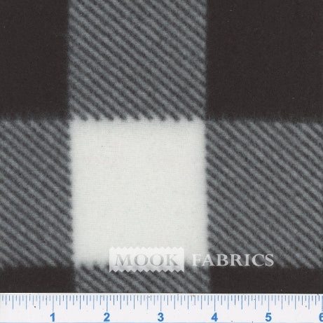 6011 Mook Fabrics Polar Fleece Kara Check Black White Buffalo Plaid 70701