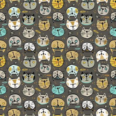 Clothworks Keyboard Cats Dark Pewter Y3433-120