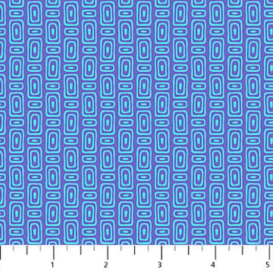 Northcott Patrick Lose Fabrics Enchanted Seas Tiki Blocks Purple and Blue 10059-42