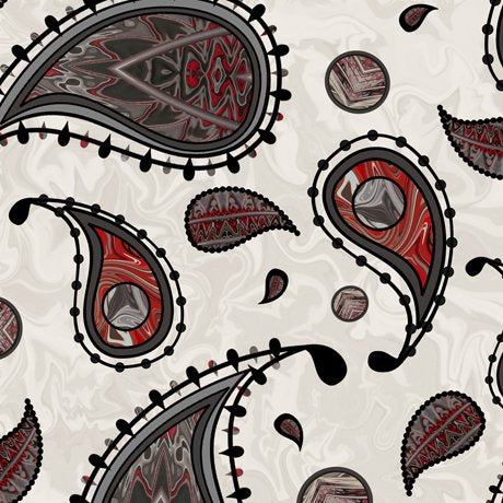 QT Fabrics Marble Mirage Large Paisley Stone