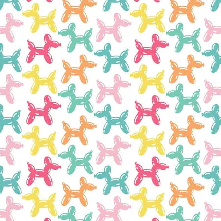 Camelot Fabrics Bright Balloon Animals on White 21200409