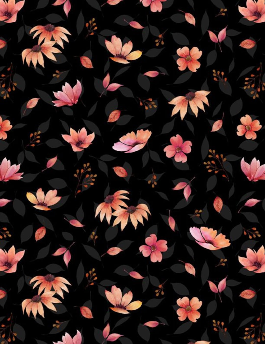 Wilmington Botanical Magic Floral Toss Black 32070-958