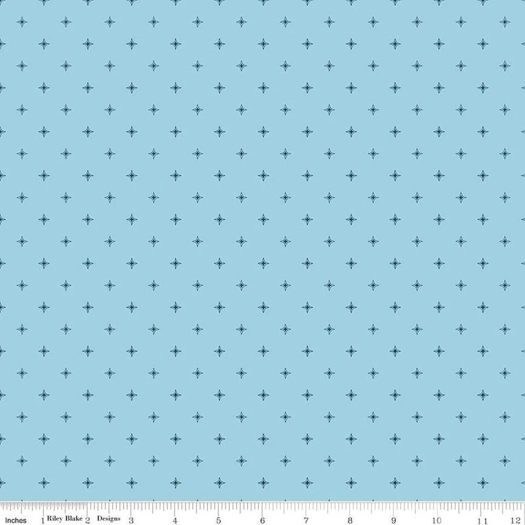 Riley Blake Wildwood Wander Compass Four-Point Stars Geometric Blue C12436