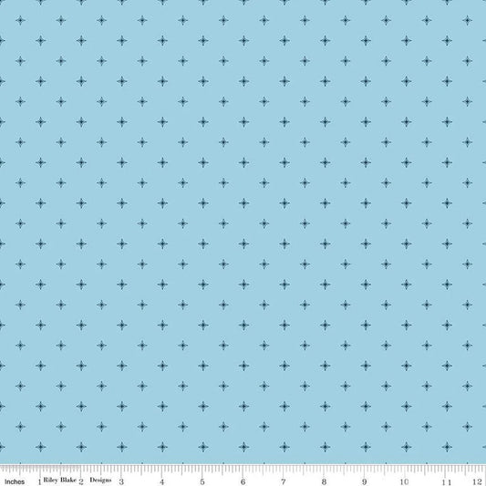 Riley Blake Wildwood Wander Compass Four-Point Stars Geometric Blue C12436