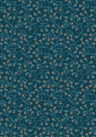 Lewis & Irene Enchanted Flowers Dark Teal with Copper Metallic A544-3