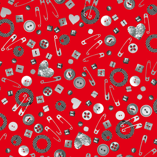 RJR Fabrics Heavy on the Metal Hardware Flaming Red Metallic JF300-FL1M